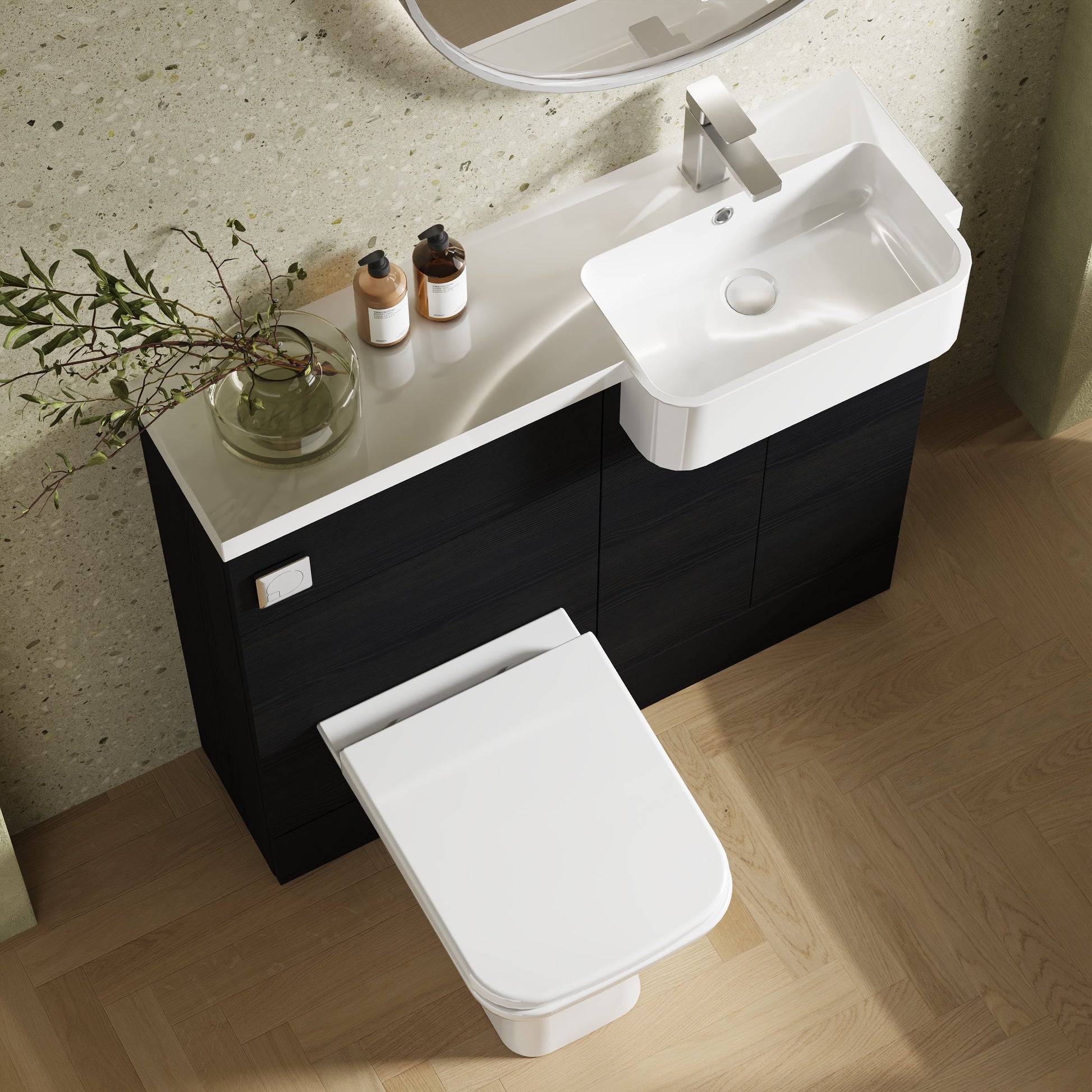Hudson Reed Fusion 1005mm Charcoal Black Vanity & Toilet Unit with Semi Recessed Basin
