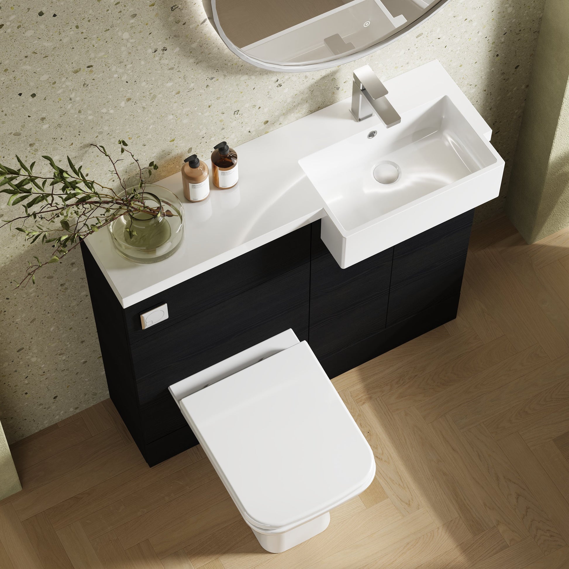 Hudson Reed Fusion 1000mm Charcoal Black Floor Standing Vanity Unit & Toilet Combination With Soft Close Doors
