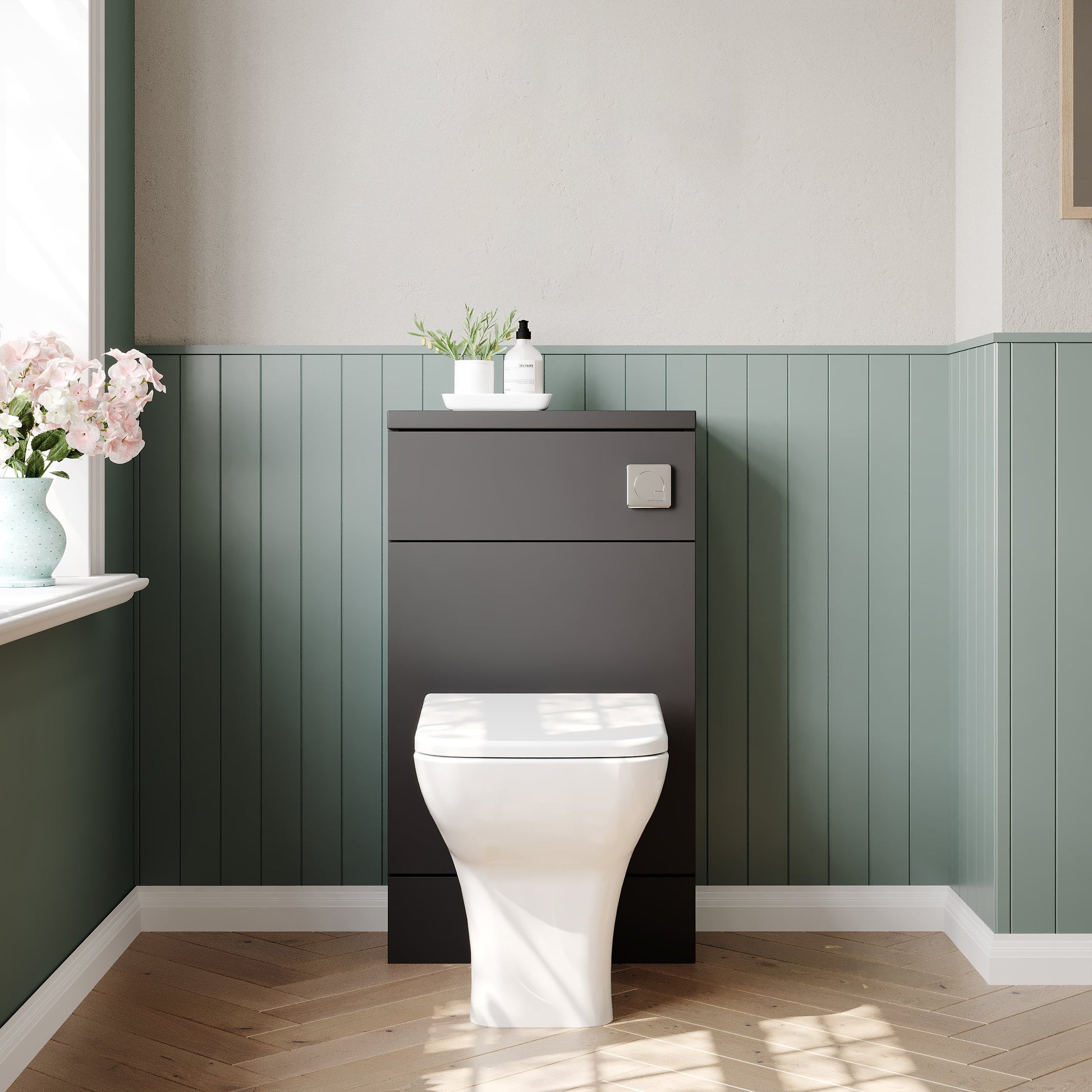 Hudson Reed Fusion Compact 500mm Gloss Grey Floor Standing Toilet Unit With Coordinating Top