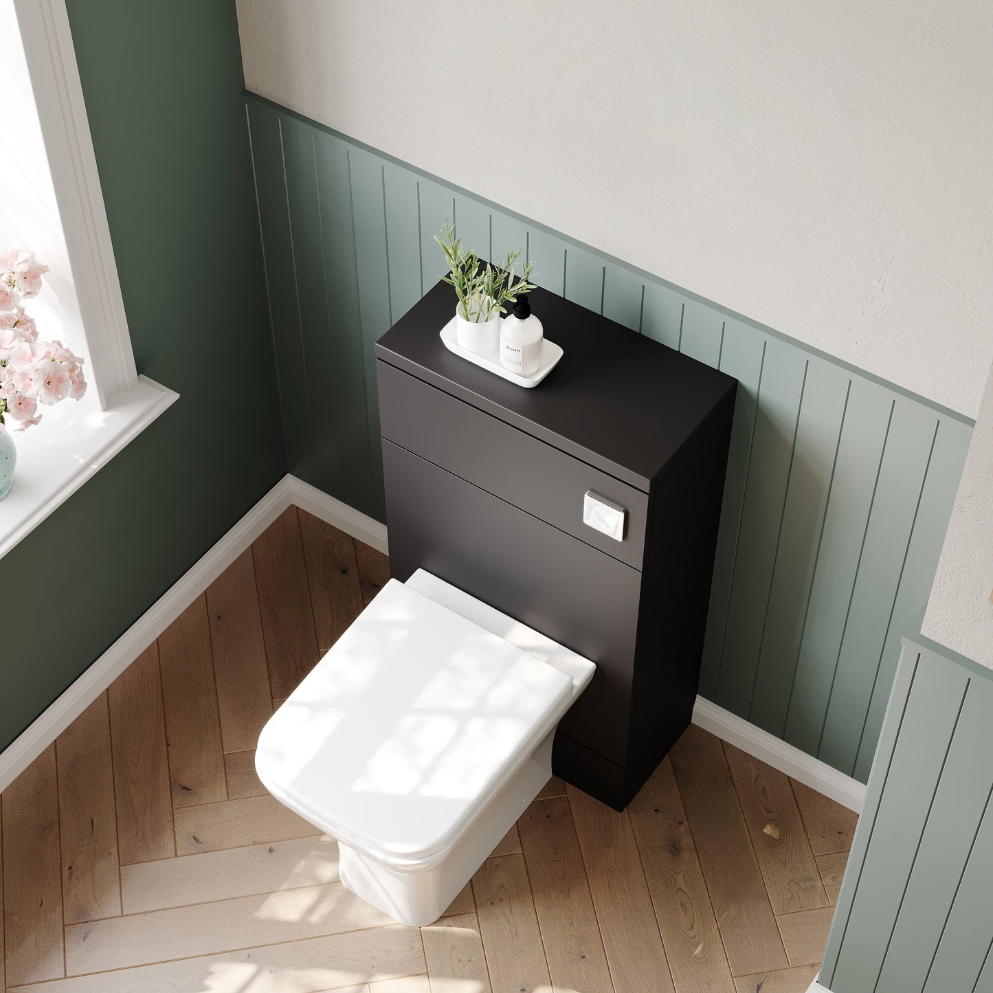 Hudson Reed Fusion Compact 500mm Gloss Grey Floor Standing Toilet Unit With Coordinating Top