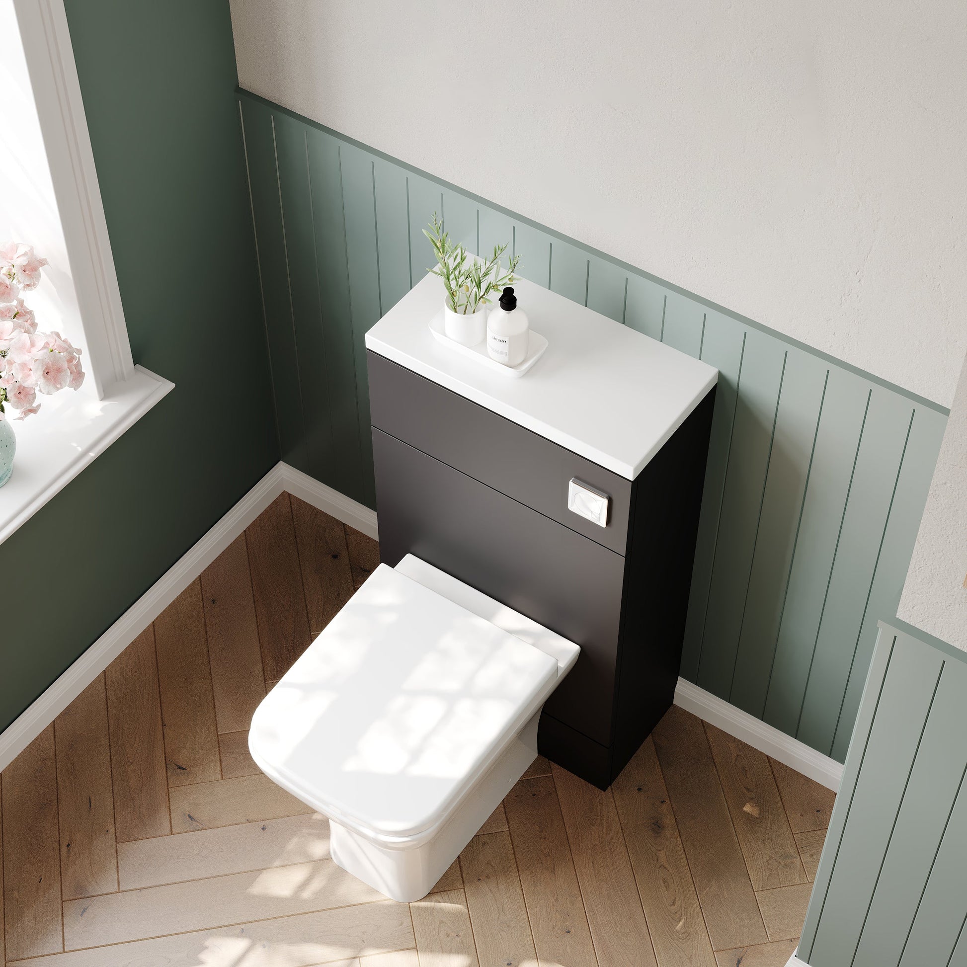 Hudson Reed Fusion Compact 505mm Gloss Grey Floor Standing Toilet Unit & Top