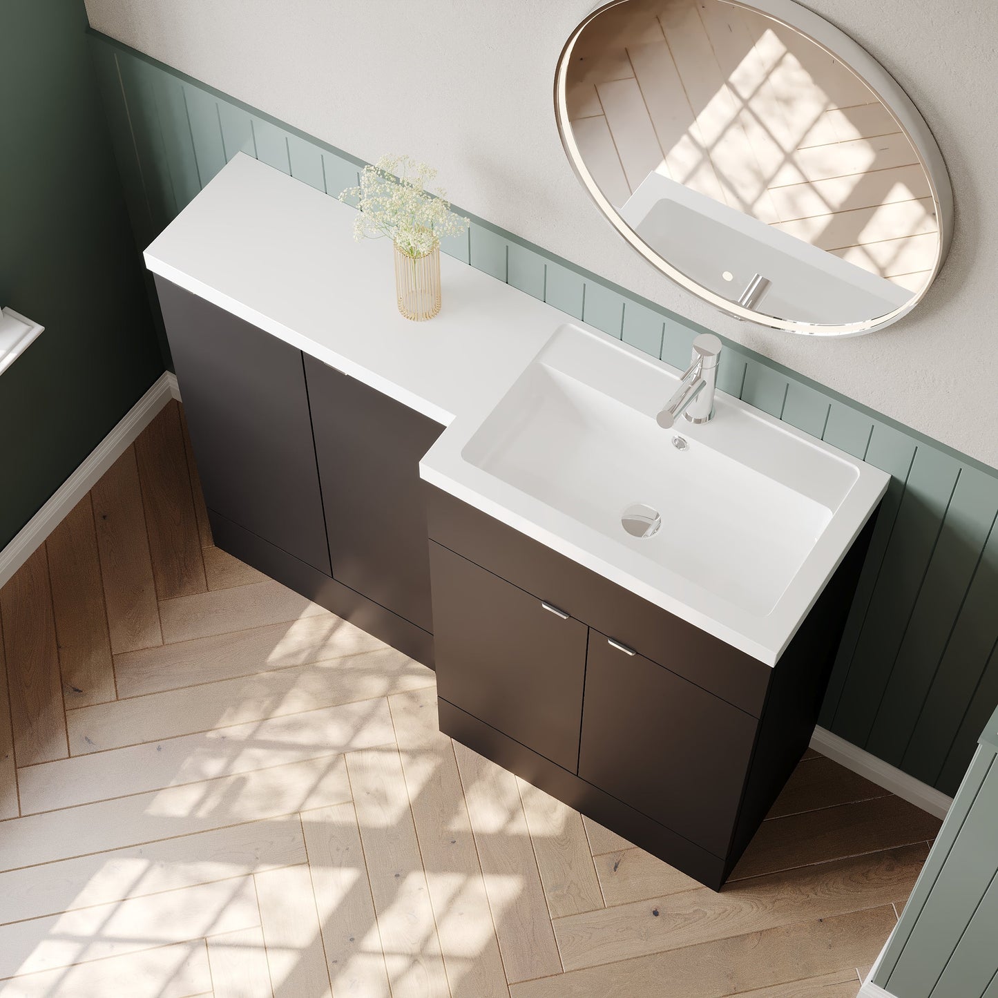 Hudson Reed Fusion 1200mm Floor Standing 4 Door Right Hand Vanity Basin Combination