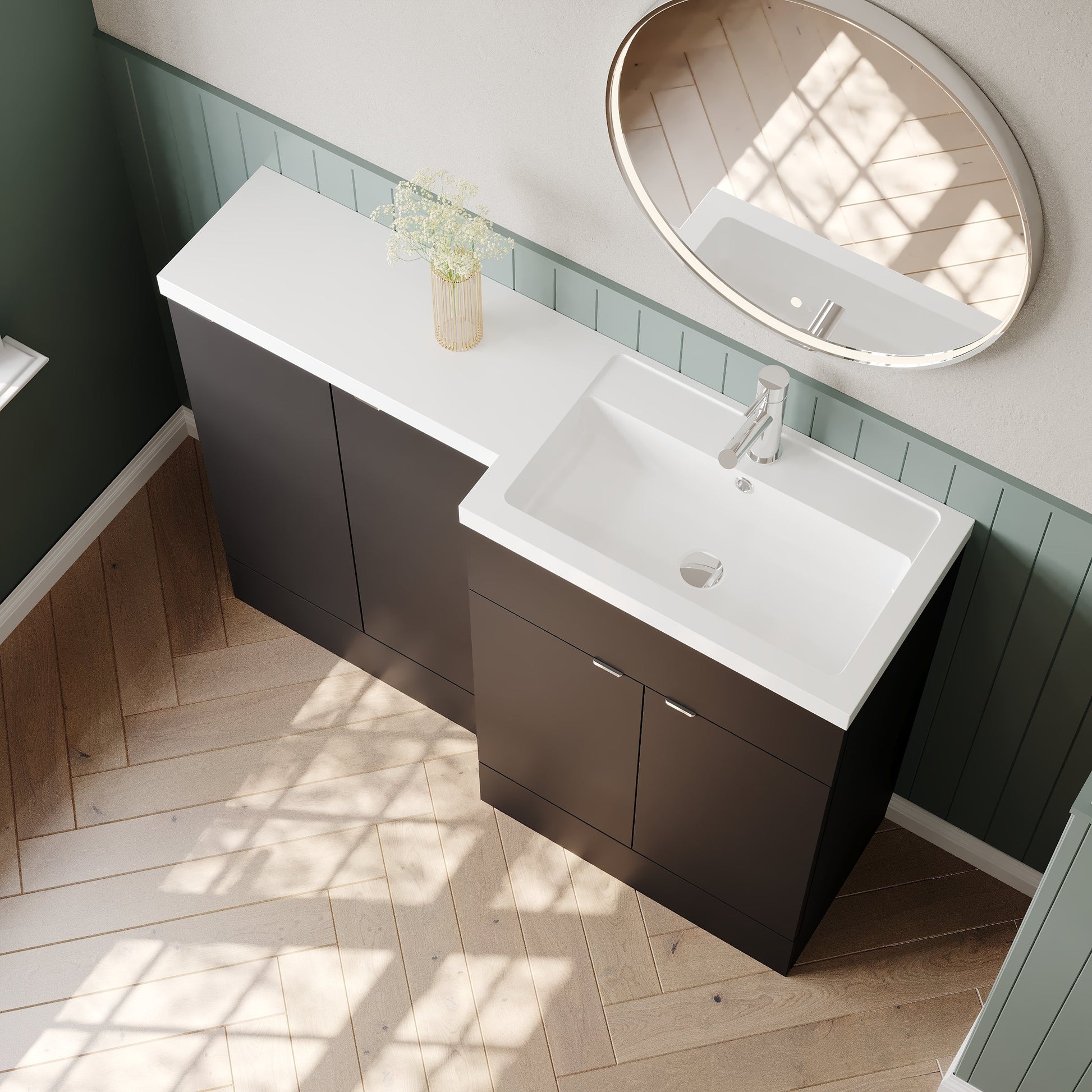 Hudson Reed Fusion 1200mm Floor Standing 4 Door Right Hand Vanity Basin Combination