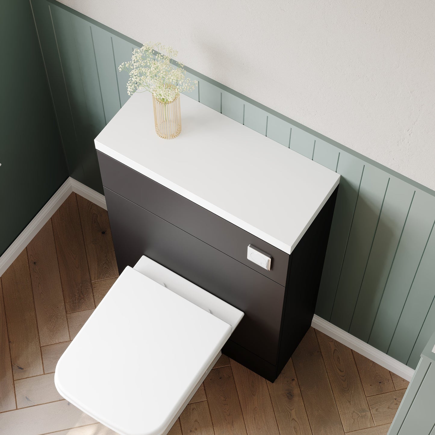 Hudson Reed Fusion 600mm Compact Gloss Grey Floor Standing Toilet Unit With Polymarble Top