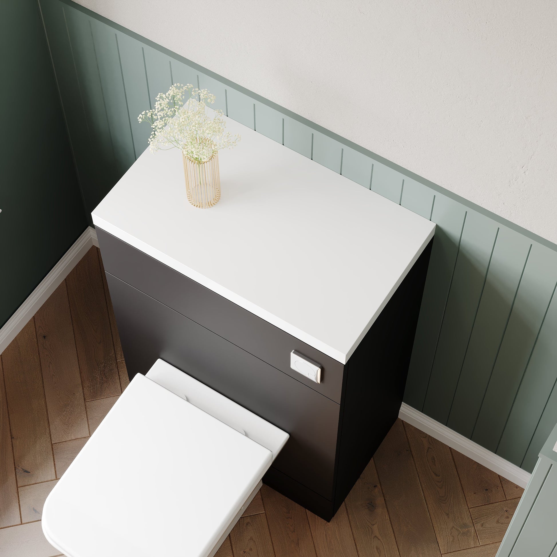 Hudson Reed Fusion 600mm Gloss Grey Floor Standing Toilet Unit With Polymarble Top
