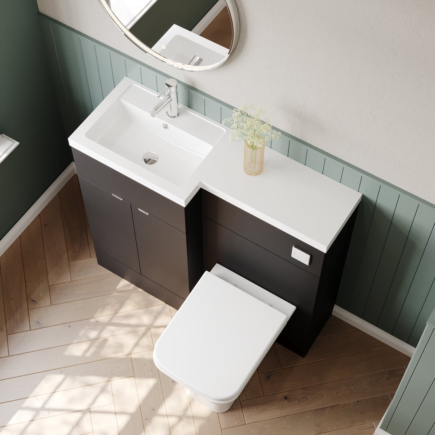 Hudson Reed Fusion 1000mm Gloss Grey Floor Standing 2 Door Left Hand Vanity Basin & Toilet Combination