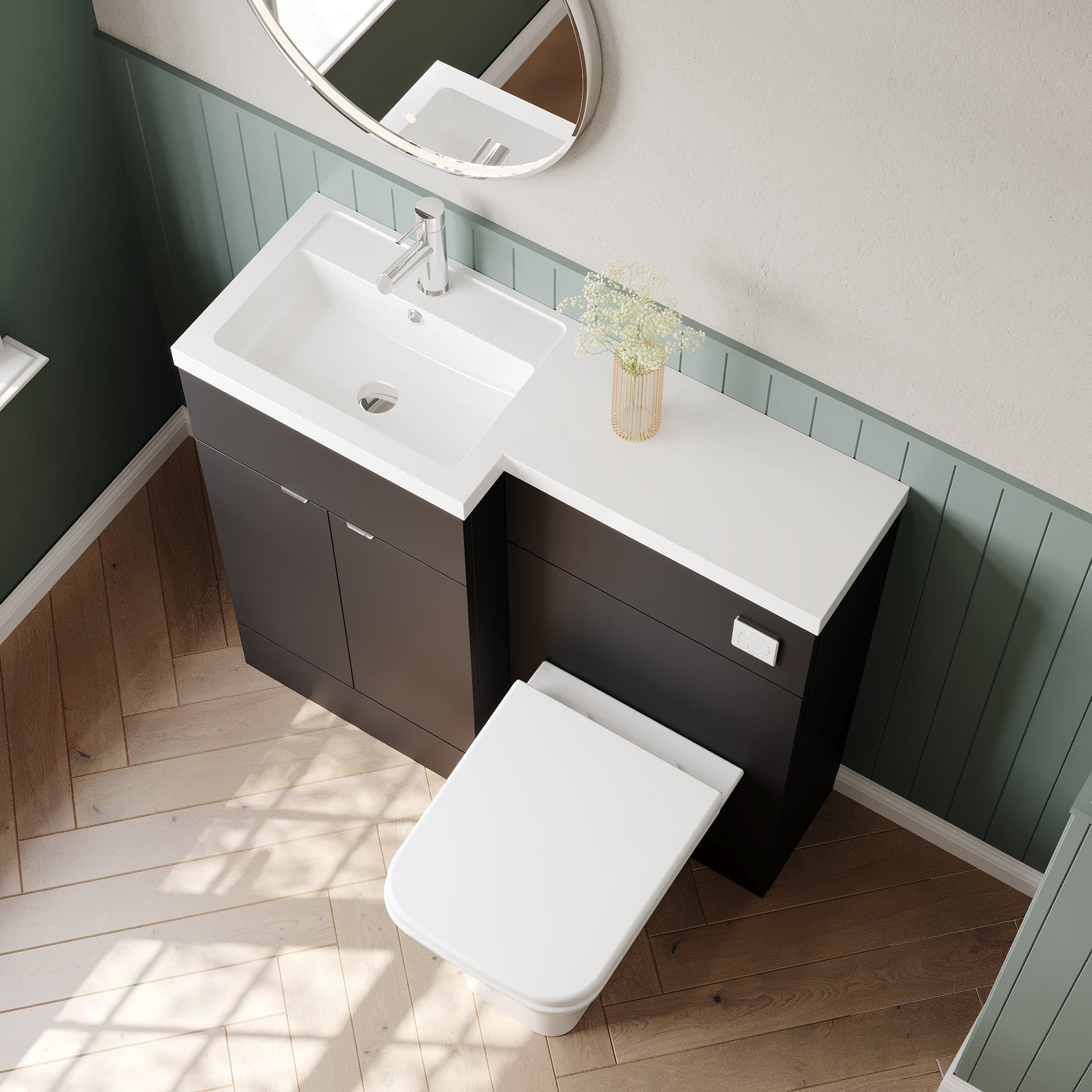 Hudson Reed Fusion 1000mm Gloss Grey Floor Standing 2 Door Left Hand Vanity Basin & Toilet Combination
