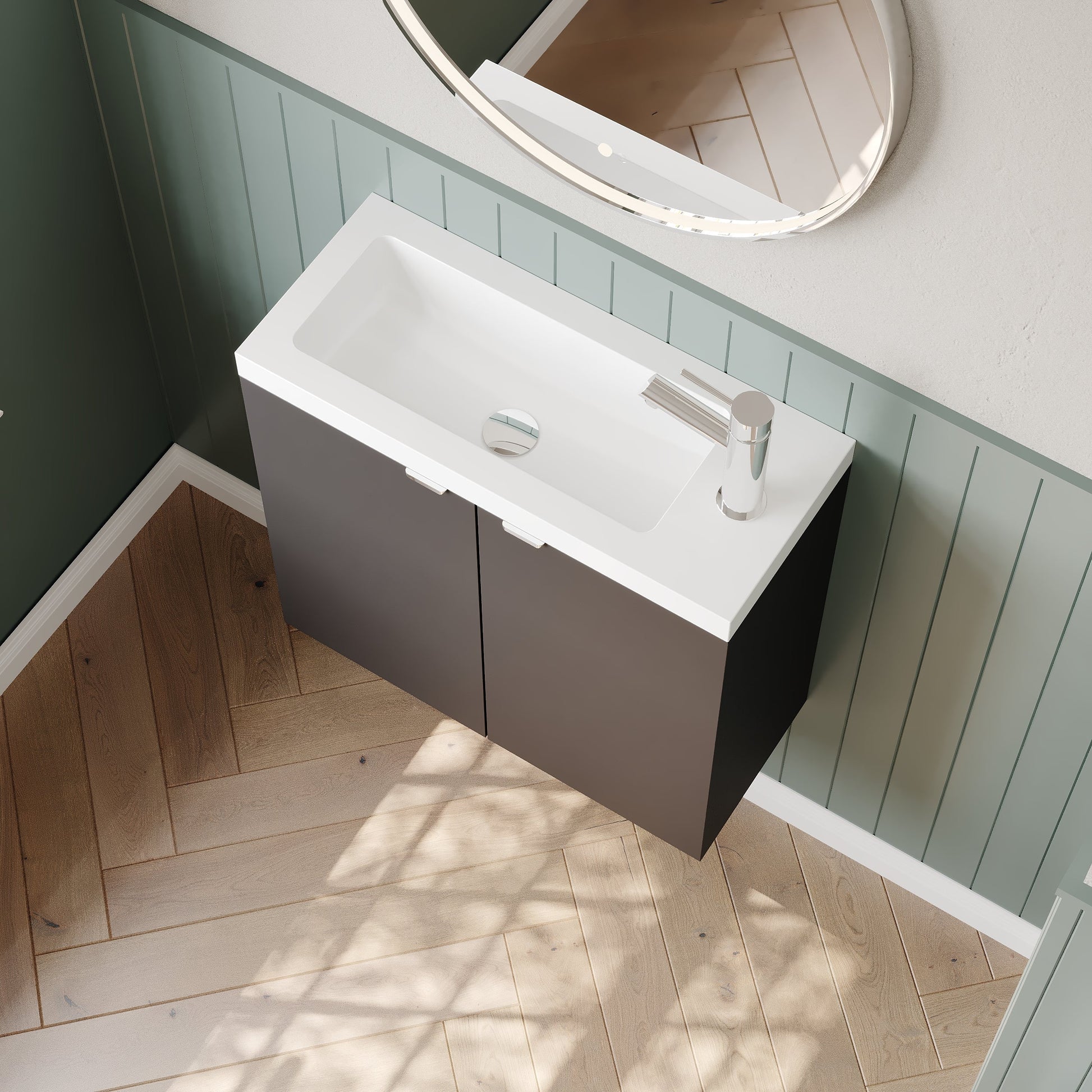 Hudson Reed Fusion 600mm Wall Hung 2 Door Vanity Unit & Basin With Soft Close Doors