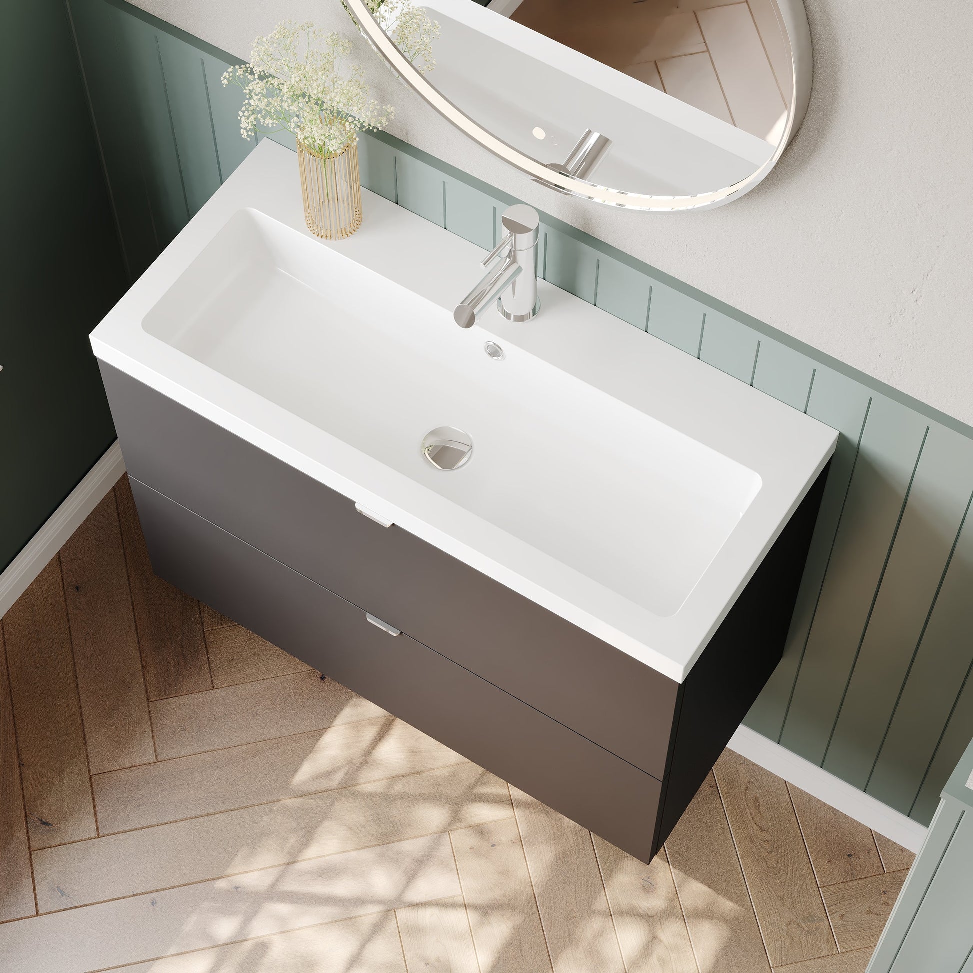 Hudson Reed Fusion 800mm Wall Hung 2 Drawer Vanity Unit & Basin