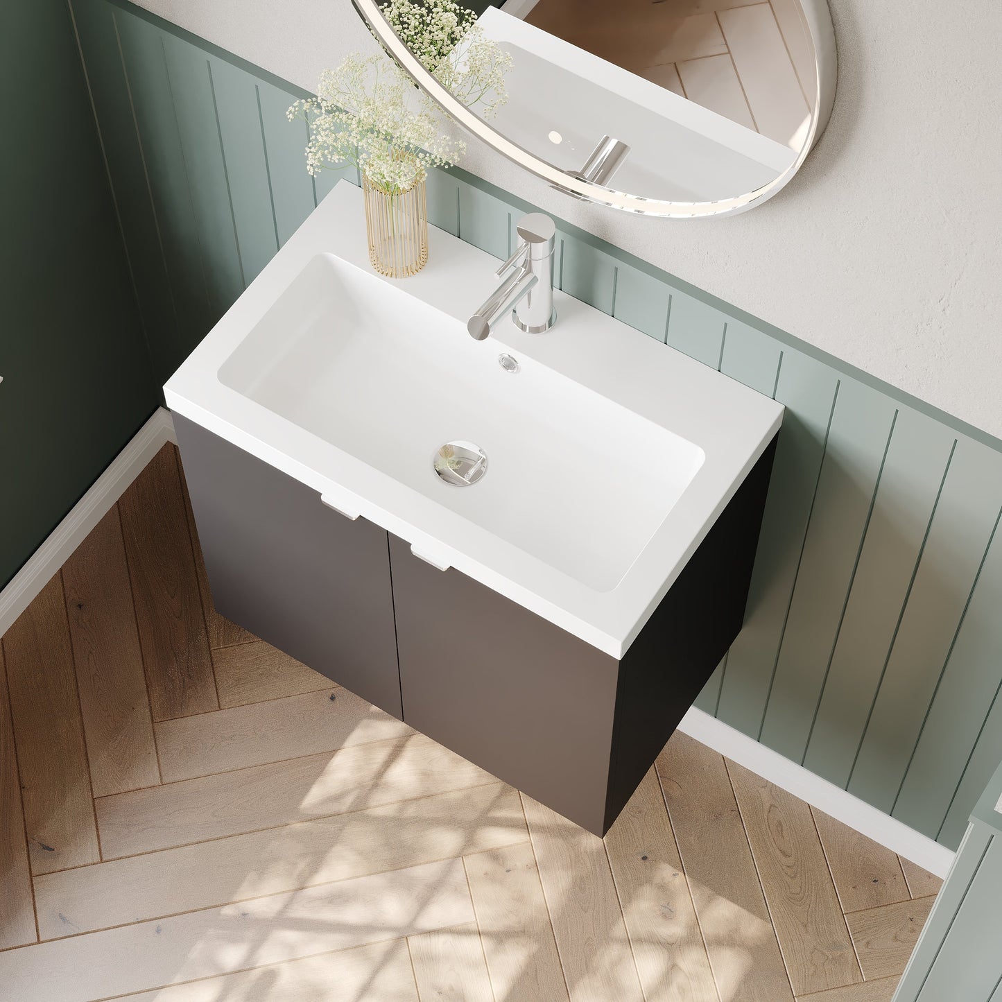 Hudson Reed Fusion 600mm Wall Hung 2 Door Vanity Unit & Basin With Soft Close Doors