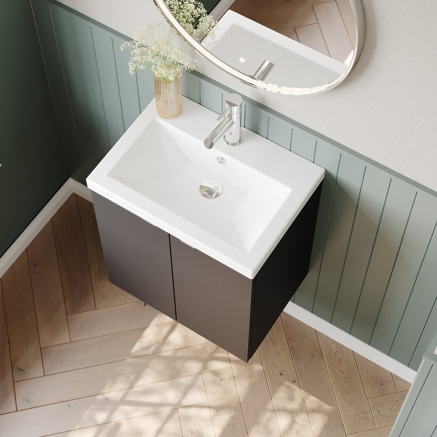 Hudson Reed Fusion 500mm Wall Hung 2 Door Vanity Unit & Ceramic Basin