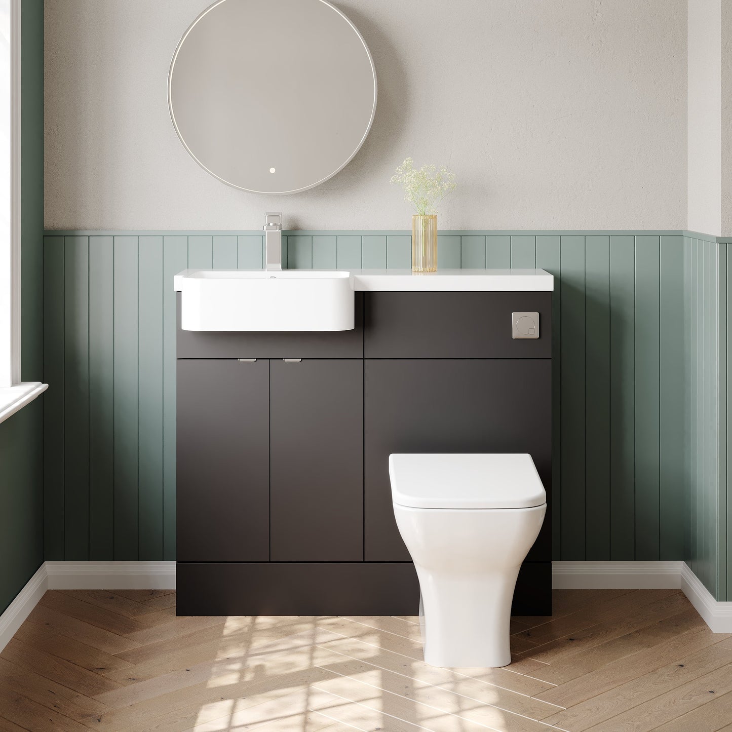 Hudson Reed Fusion 1000mm Floor Standing 2 Door Vanity Unit & Toilet Basin Combination With Soft Close Doors