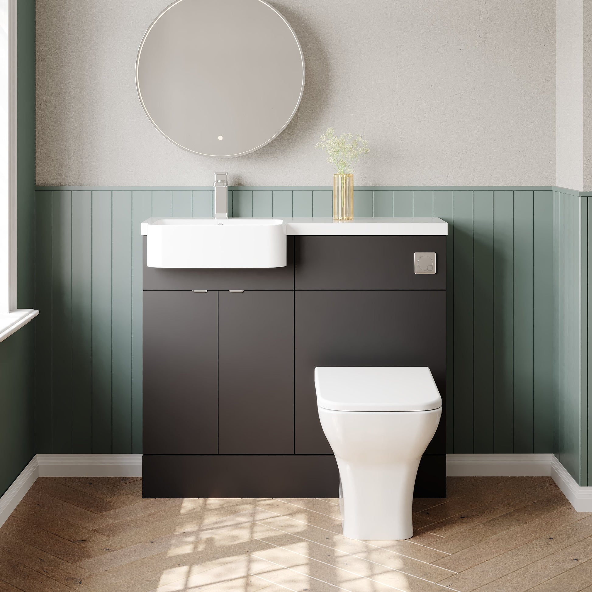 Hudson Reed Fusion 1000mm Floor Standing 2 Door Vanity Unit & Toilet Basin Combination With Soft Close Doors
