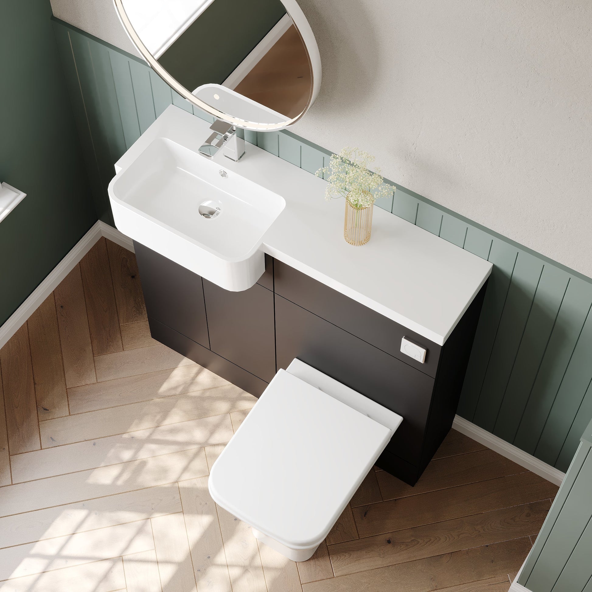 Hudson Reed Fusion 1000mm Floor Standing 2 Door Vanity Unit & Toilet Basin Combination With Soft Close Doors