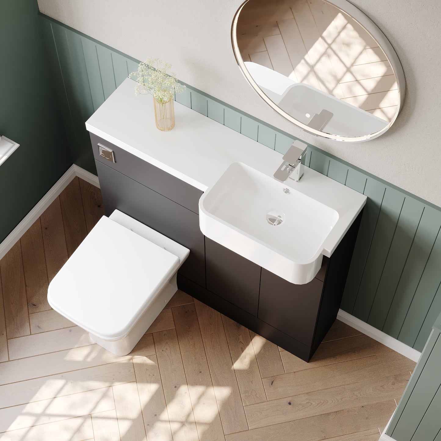 Hudson Reed Fusion 1000mm Gloss Grey Floor Standing Vanity & Toilet Combination with Right Hand Basin