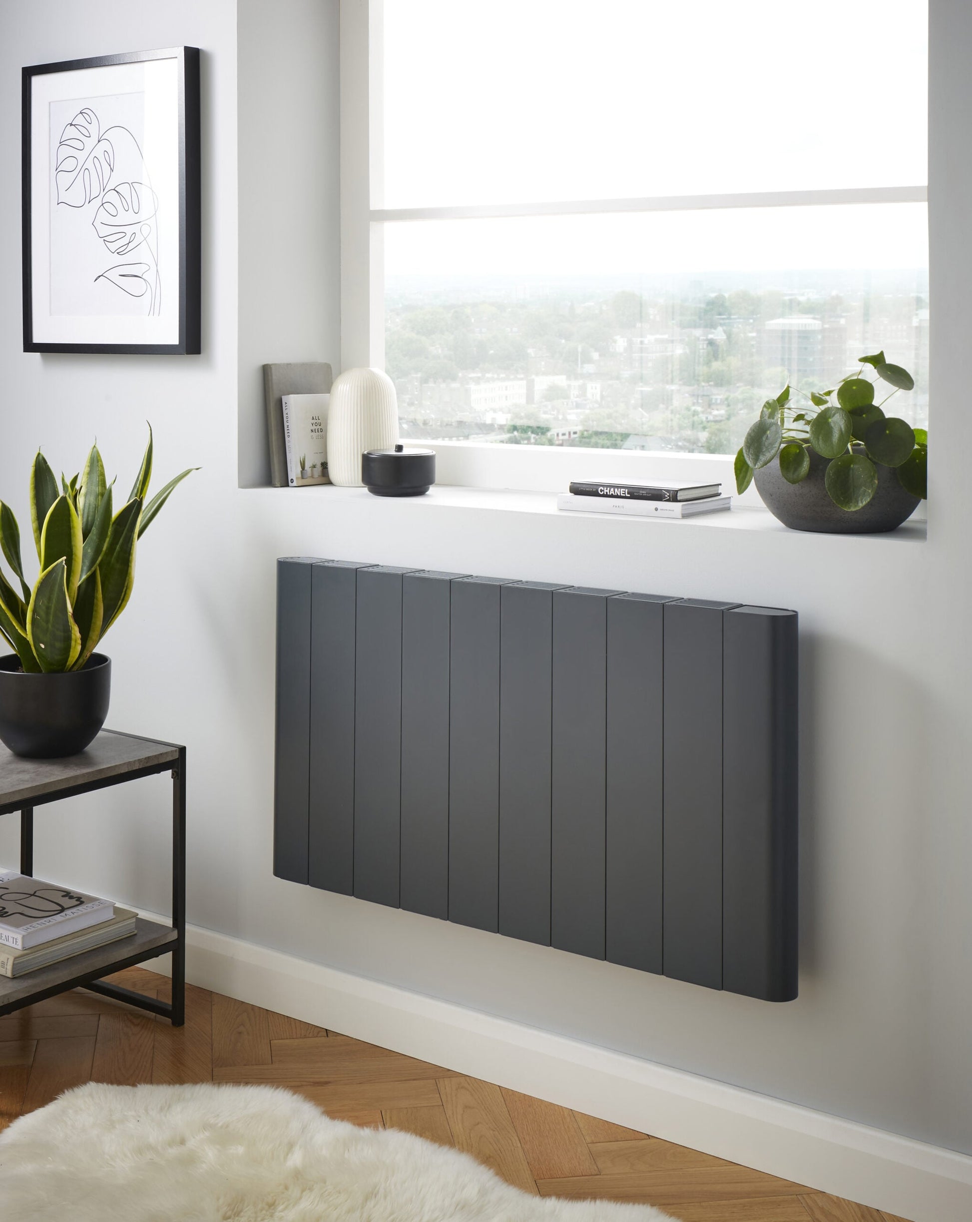Capri Electric Aluminium Panel Heater 1000W Horizontal 500 x 544mm - Anthracite