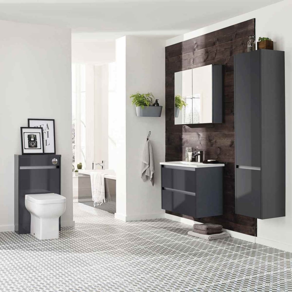 City Wall Mounted Tall Unit Storm Grey Gloss