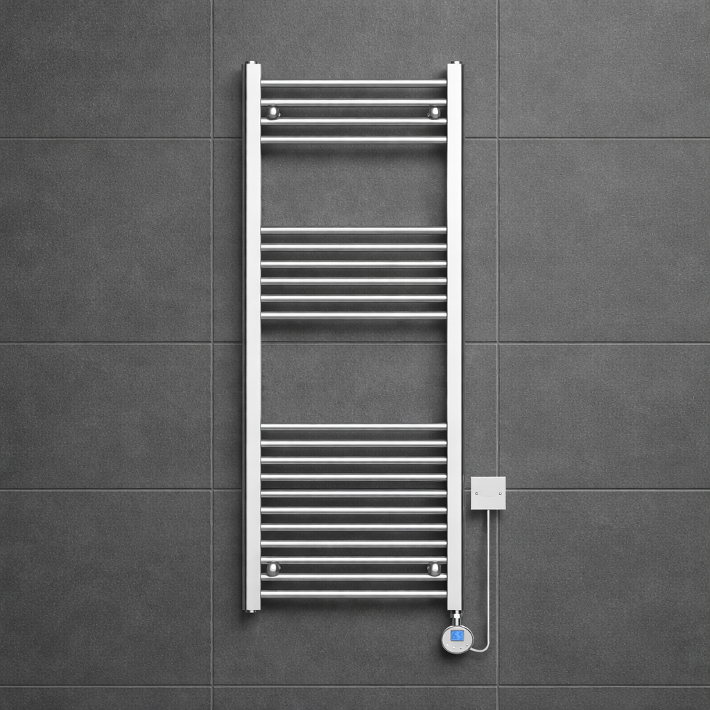 Electric Straight Towel Rail 500 x 1200mm 300W Thermostatic