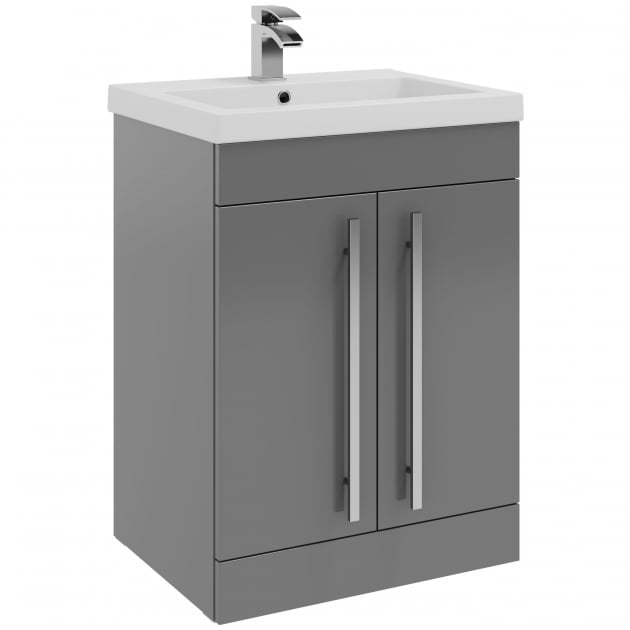 Purity/Matrix 600mm 2 Door Floor Standing Unit Storm Grey Gloss