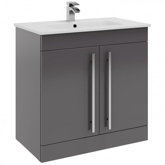 Purity 800mm 2 Door Floor Standing Unit Storm Grey Gloss