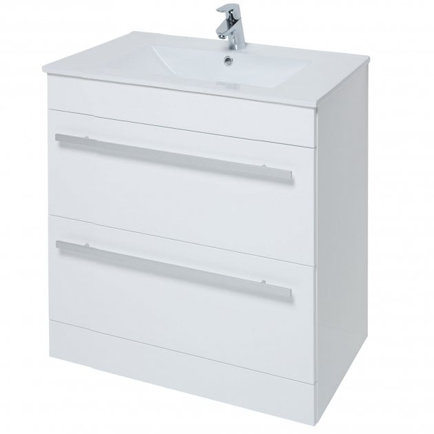 Purity 800mm 2 Drawer Floor Standing Unit White