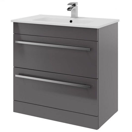 Purity 800mm 2 Drawer Floor Standing Unit Storm Grey Gloss
