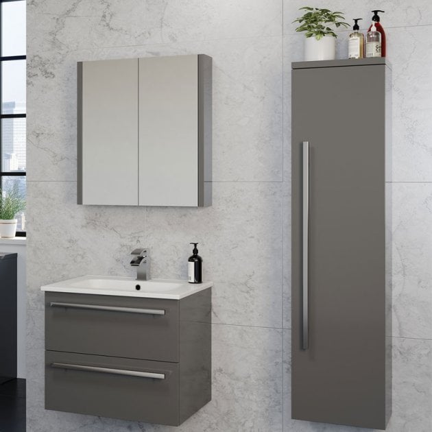 Purity 1400mm Wall Mounted Side Unit Storm Grey Gloss