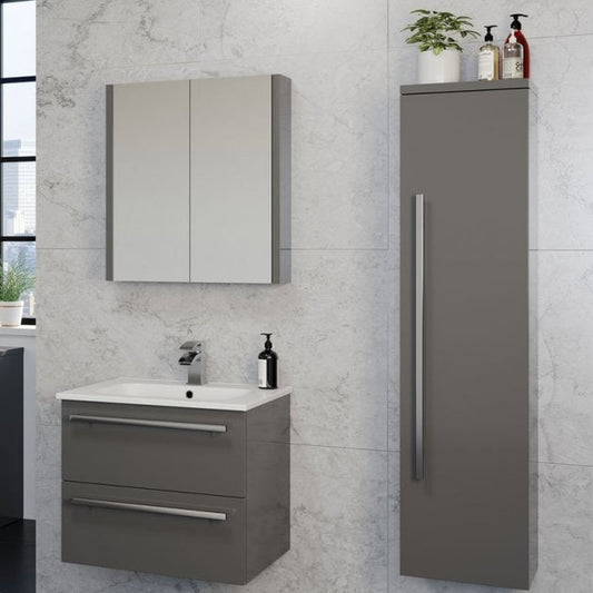 Purity 1400mm Wall Mounted Side Unit Storm Grey Gloss