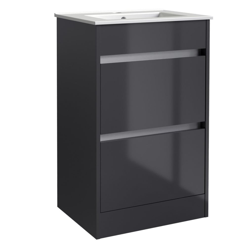 City 500x390mm Floor Standing Unit Storm Grey Gloss