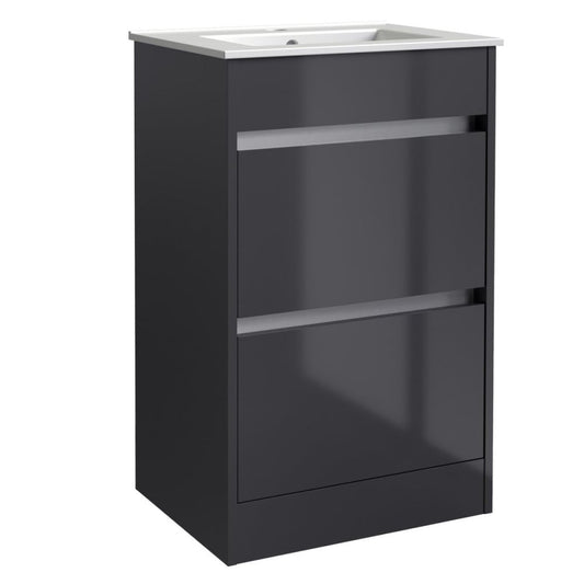City 500x390mm Floor Standing Unit Storm Grey Gloss