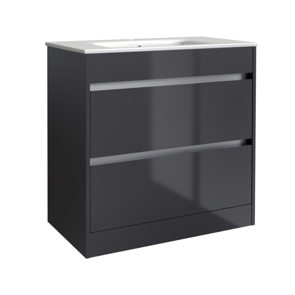 City 600x460mm Floor Standing Unit Storm Grey Gloss