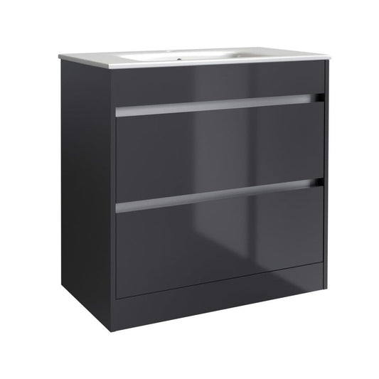 City 600x460mm Floor Standing Unit Storm Grey Gloss