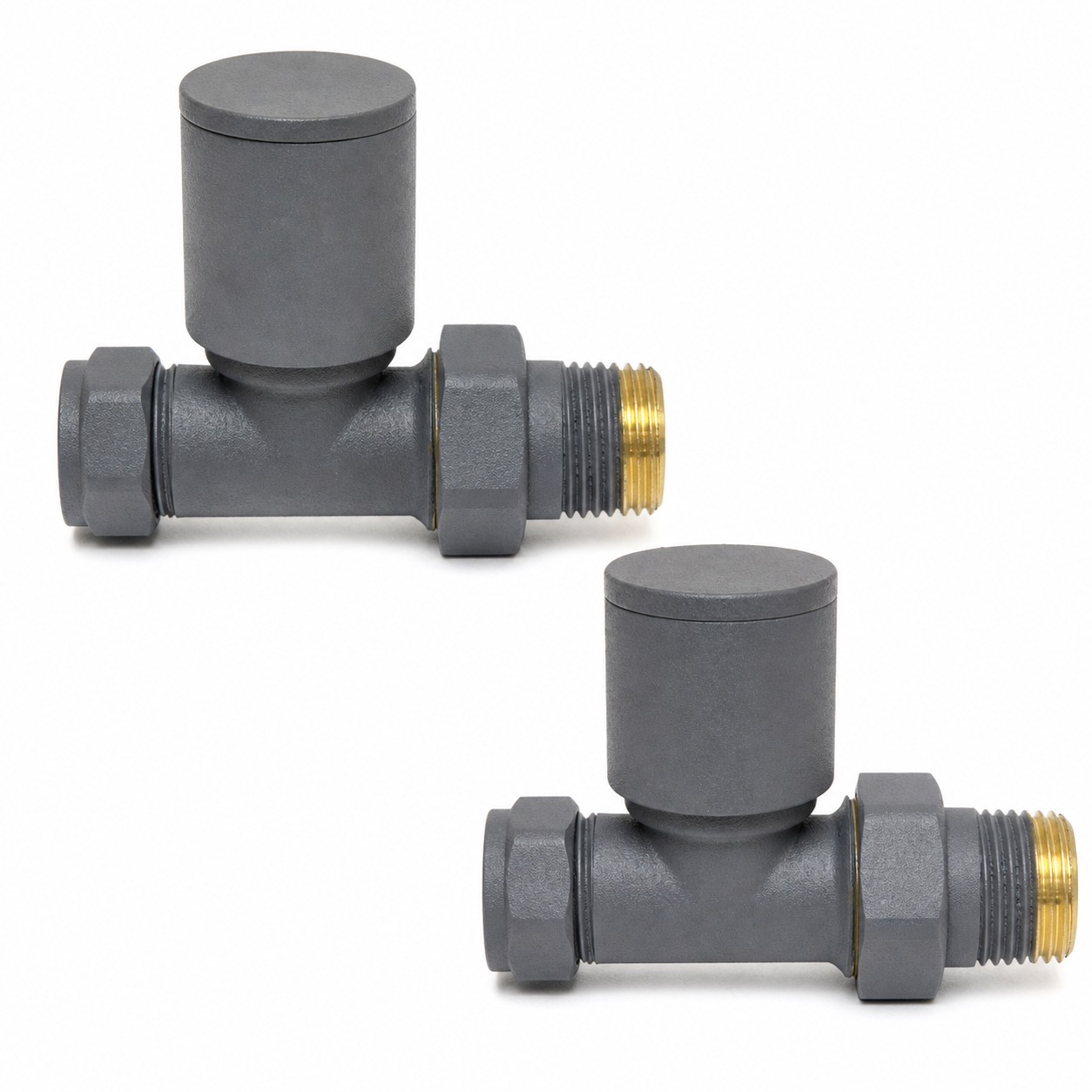Radiator Valve Straight 15mm (Pair) - Textured Grey