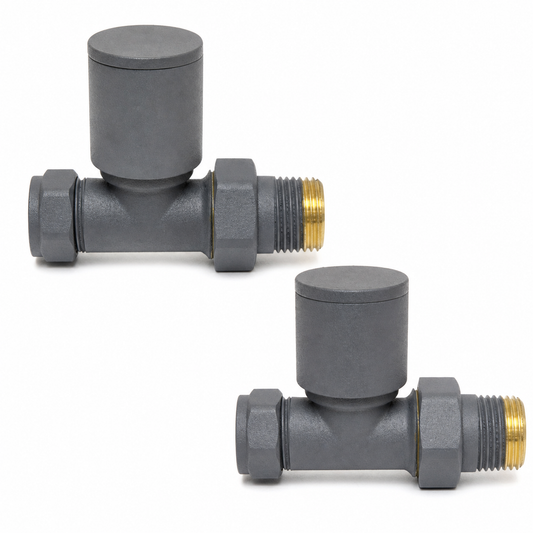 Radiator Valve Straight 15mm (Pair) - Textured Grey