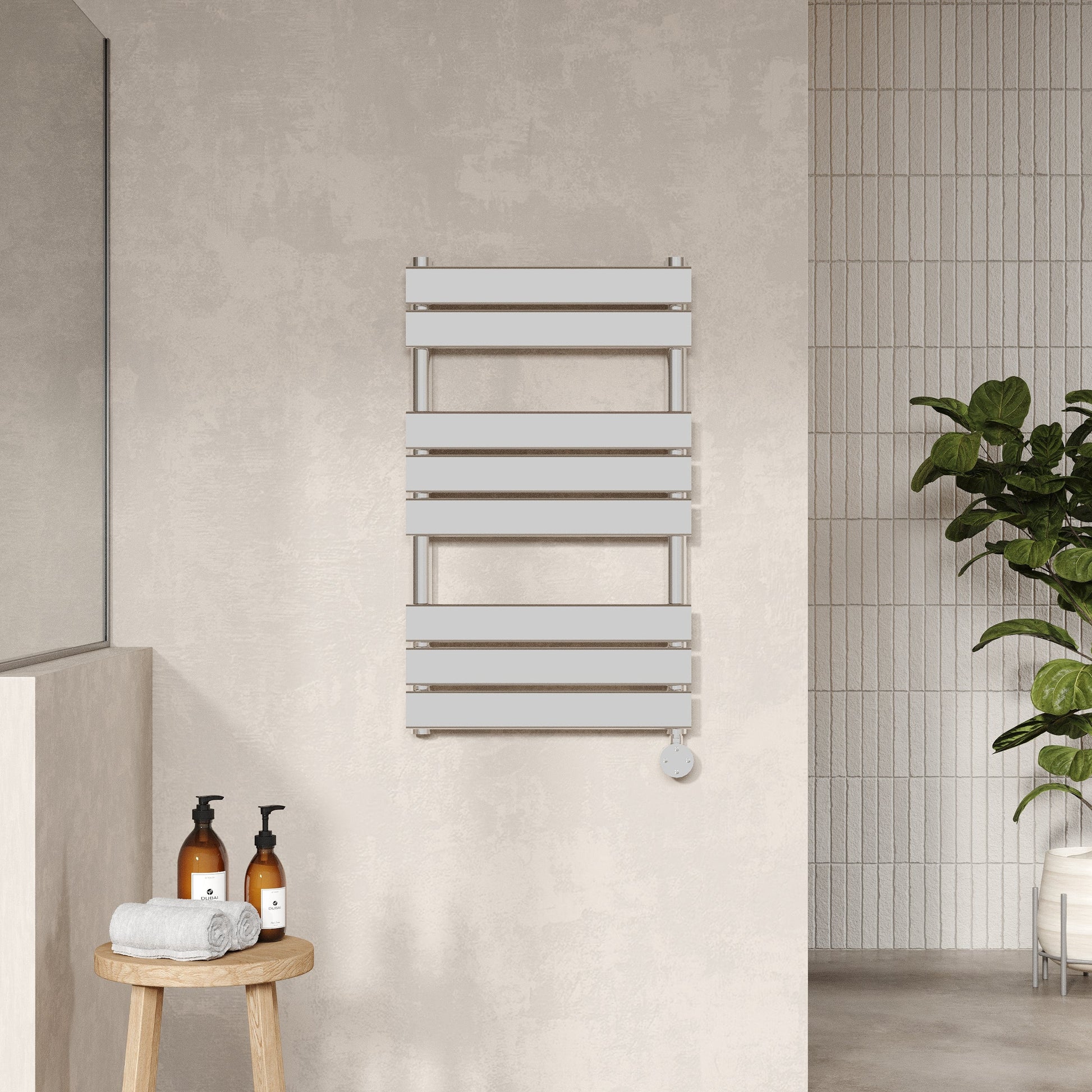 Electric Square Flat Towel Rail with 8 Bars, 840mm x 500mm