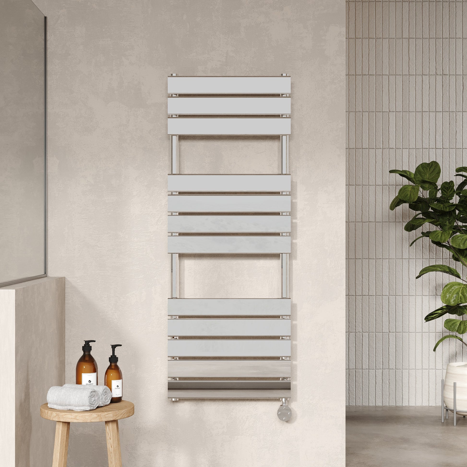 Electric Square Flat Towel Rail with 12 Bars, 1213mm x 500mm