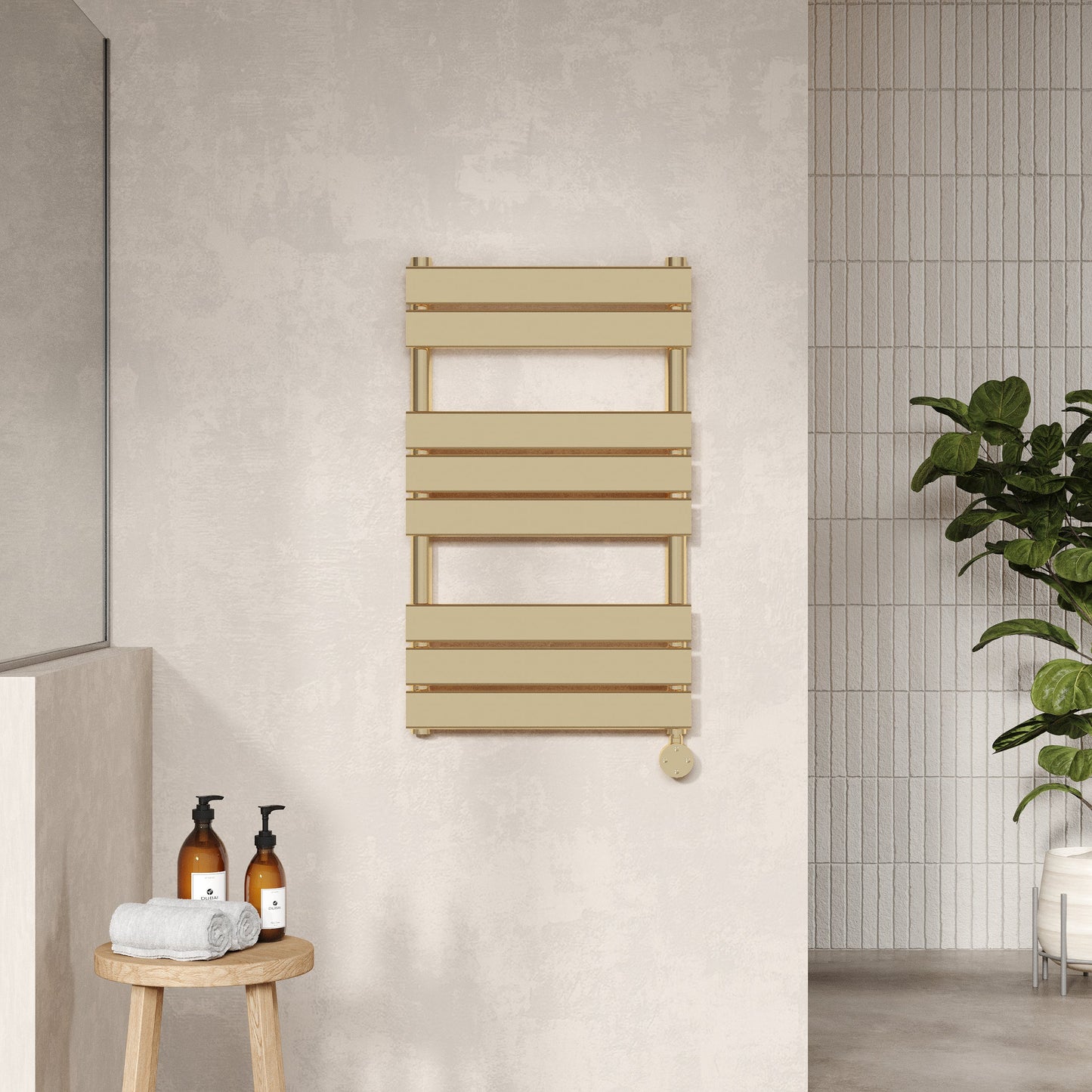Electric Square Flat Towel Rail with 8 Bars, 840mm x 500mm