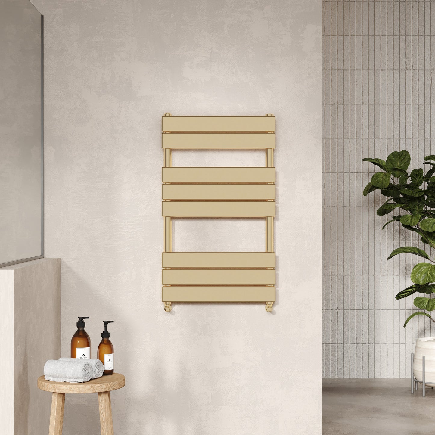 Piazza Square Towel Radiator with Flat Panels 840mm x 500mm