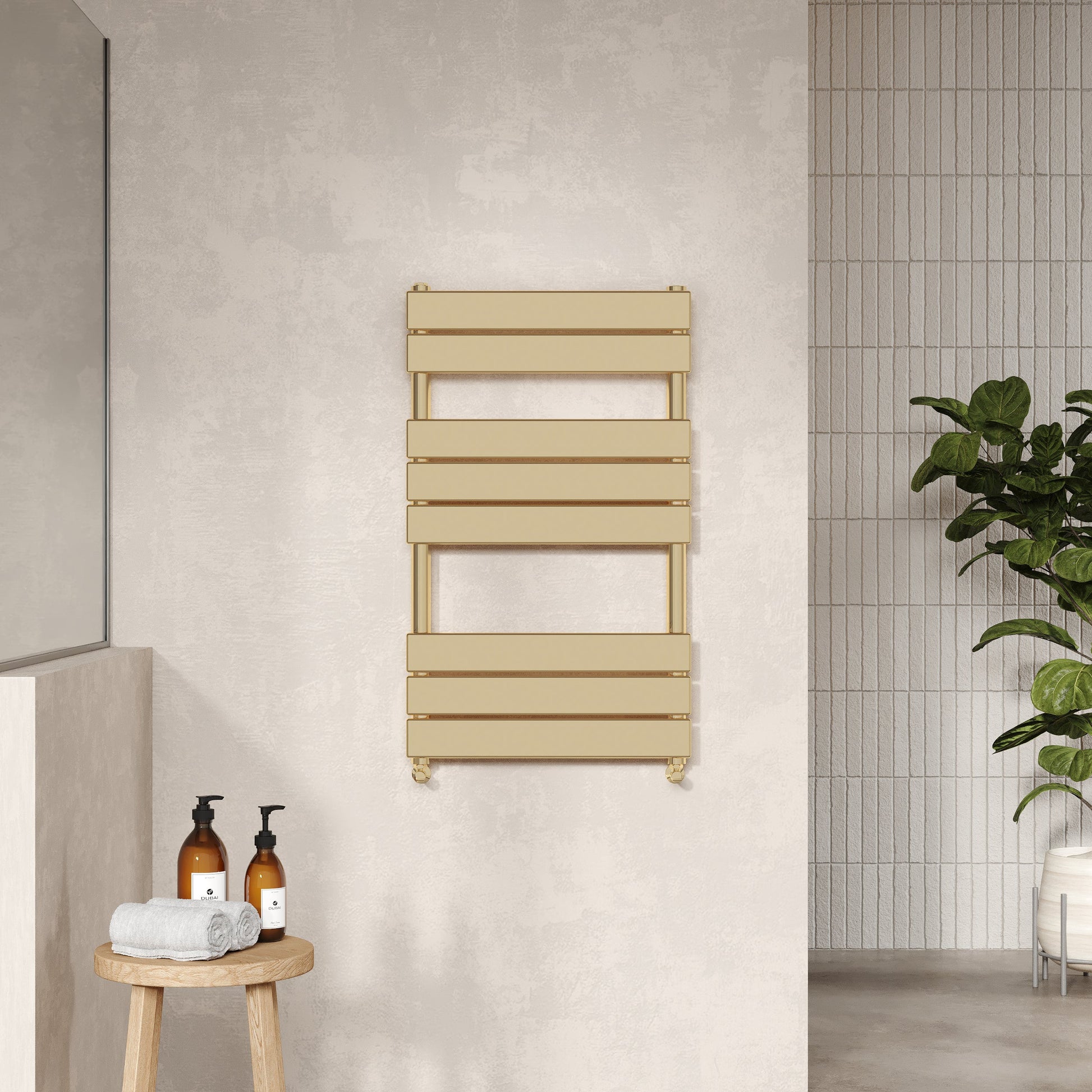 Piazza Square Towel Radiator with Flat Panels 840mm x 500mm