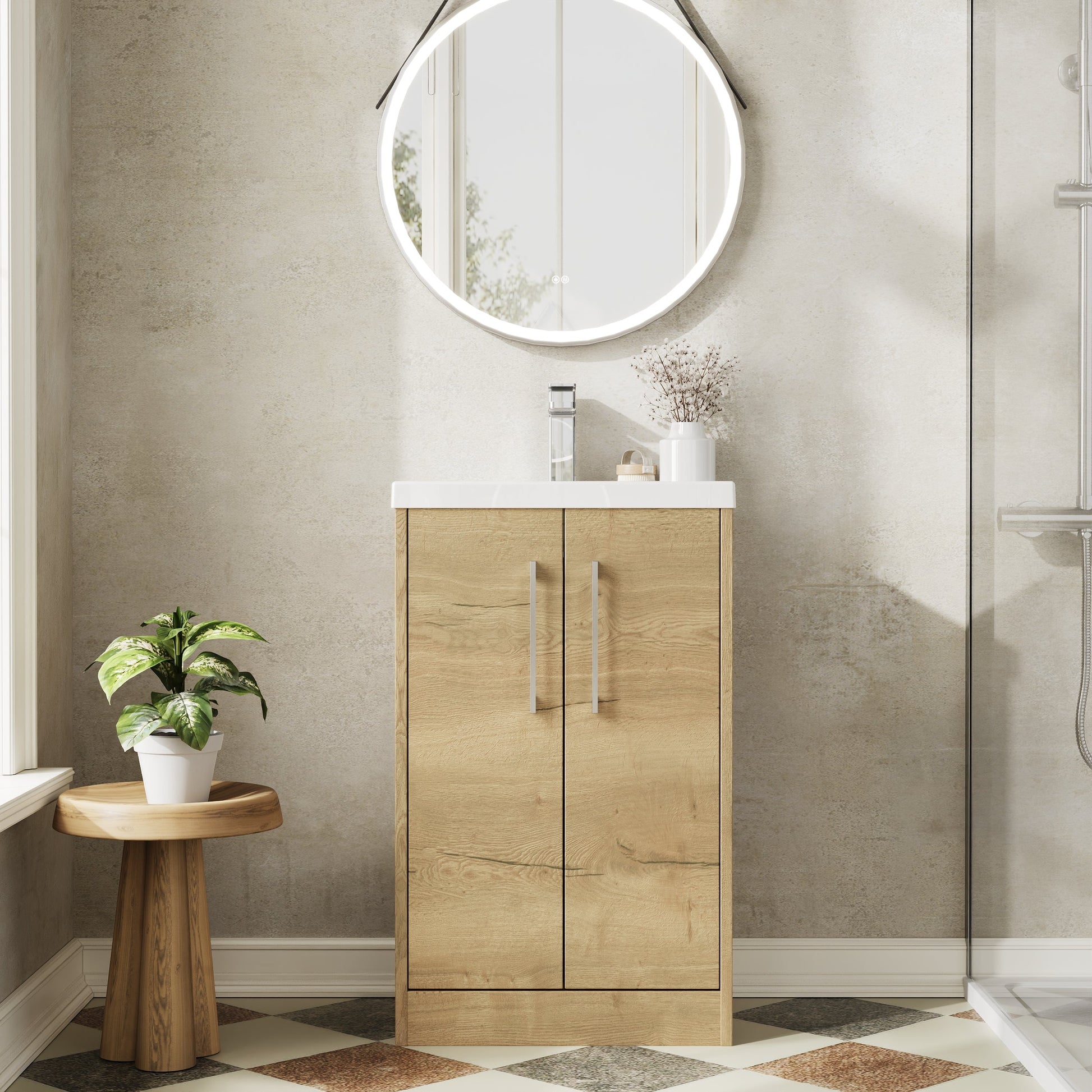 Hudson Reed Juno 500mm Floor Standing Vanity Unit With 2 Soft Close Doors and 1 Tap Hole Basin