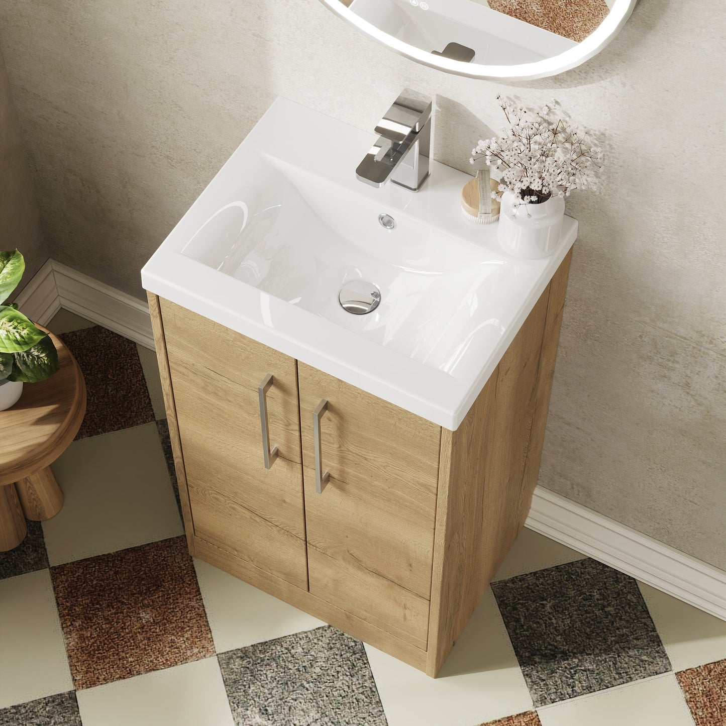 Hudson Reed Juno 500mm Floor Standing Vanity Unit With 2 Soft Close Doors and 1 Tap Hole Basin