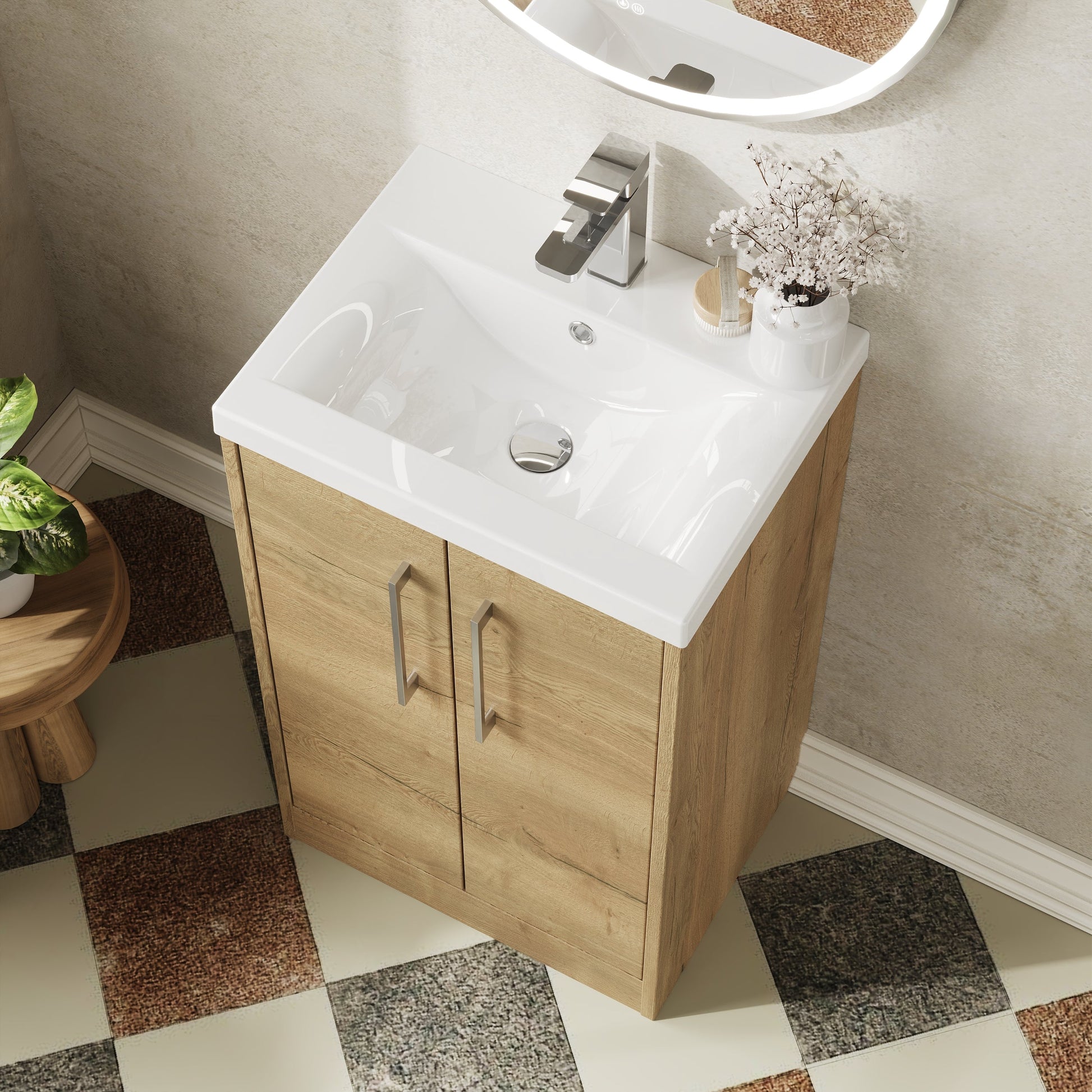 Hudson Reed Juno 500mm Floor Standing Vanity Unit With 2 Soft Close Doors and 1 Tap Hole Basin