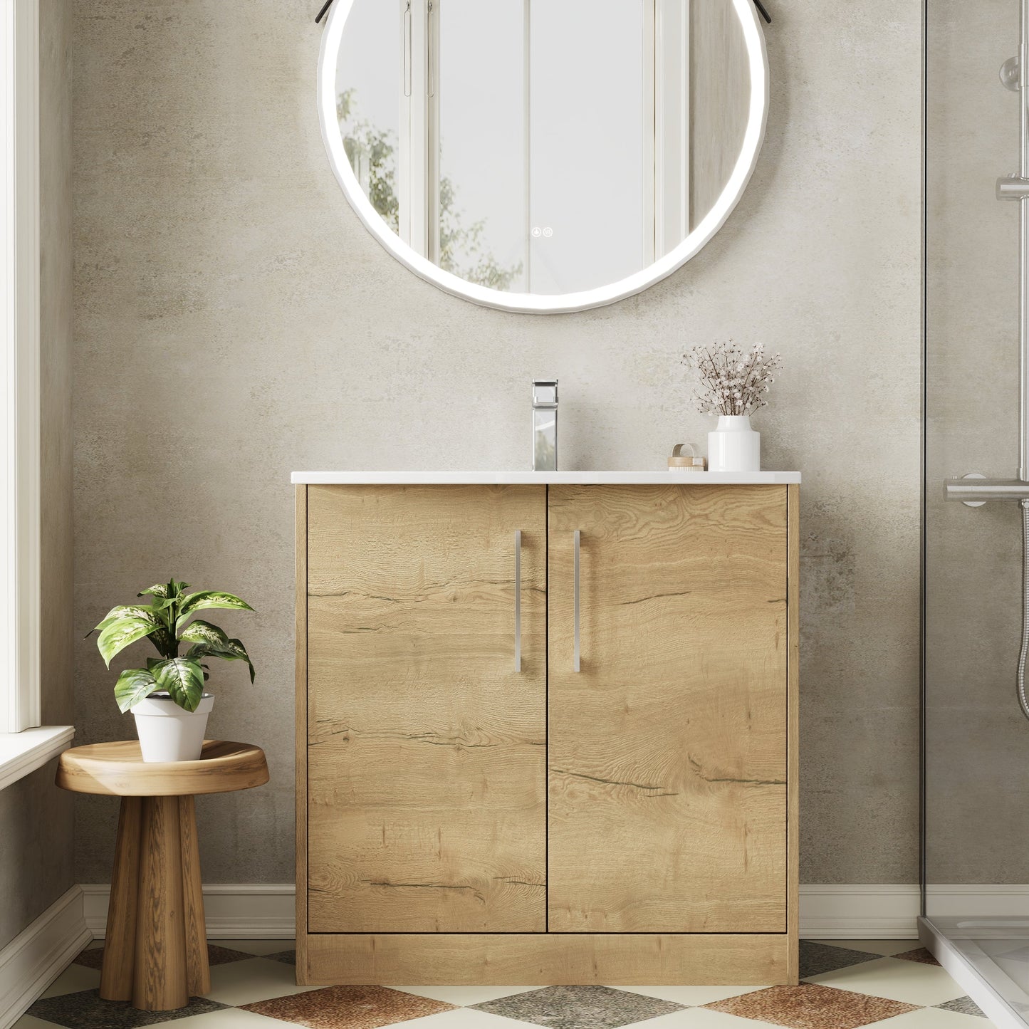 Hudson Reed Juno 800mm Floor Standing 2-Door Vanity Unit & Basin