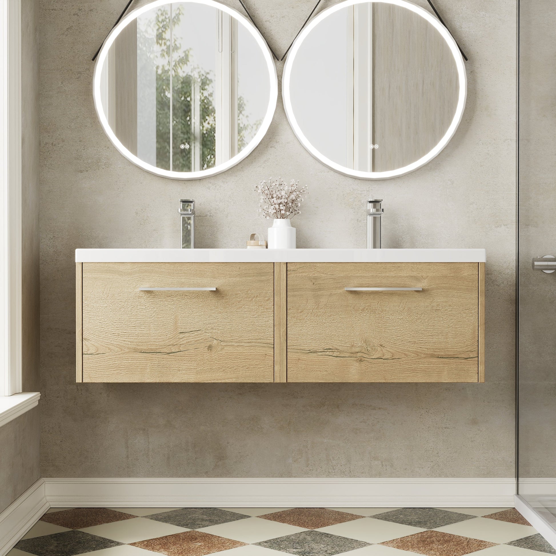 Hudson Reed Juno 1200mm Wall Hung 2-Drawer Vanity Unit with Double Basin