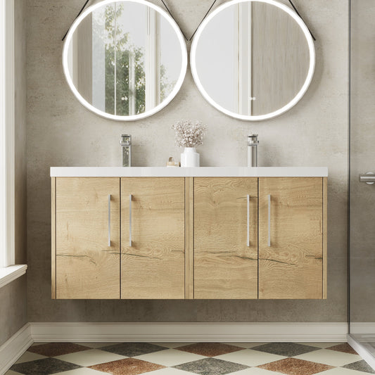 Hudson Reed Juno 1200mm Wall Hung 4-Door Vanity Unit with Double Basin