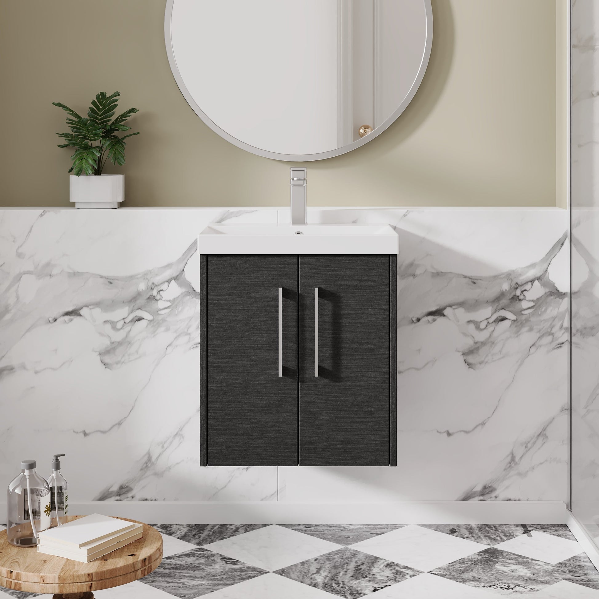 Hudson Reed Juno 500mm Wall Hung 2-Door Vanity Unit with 1 Tap Hole Basin