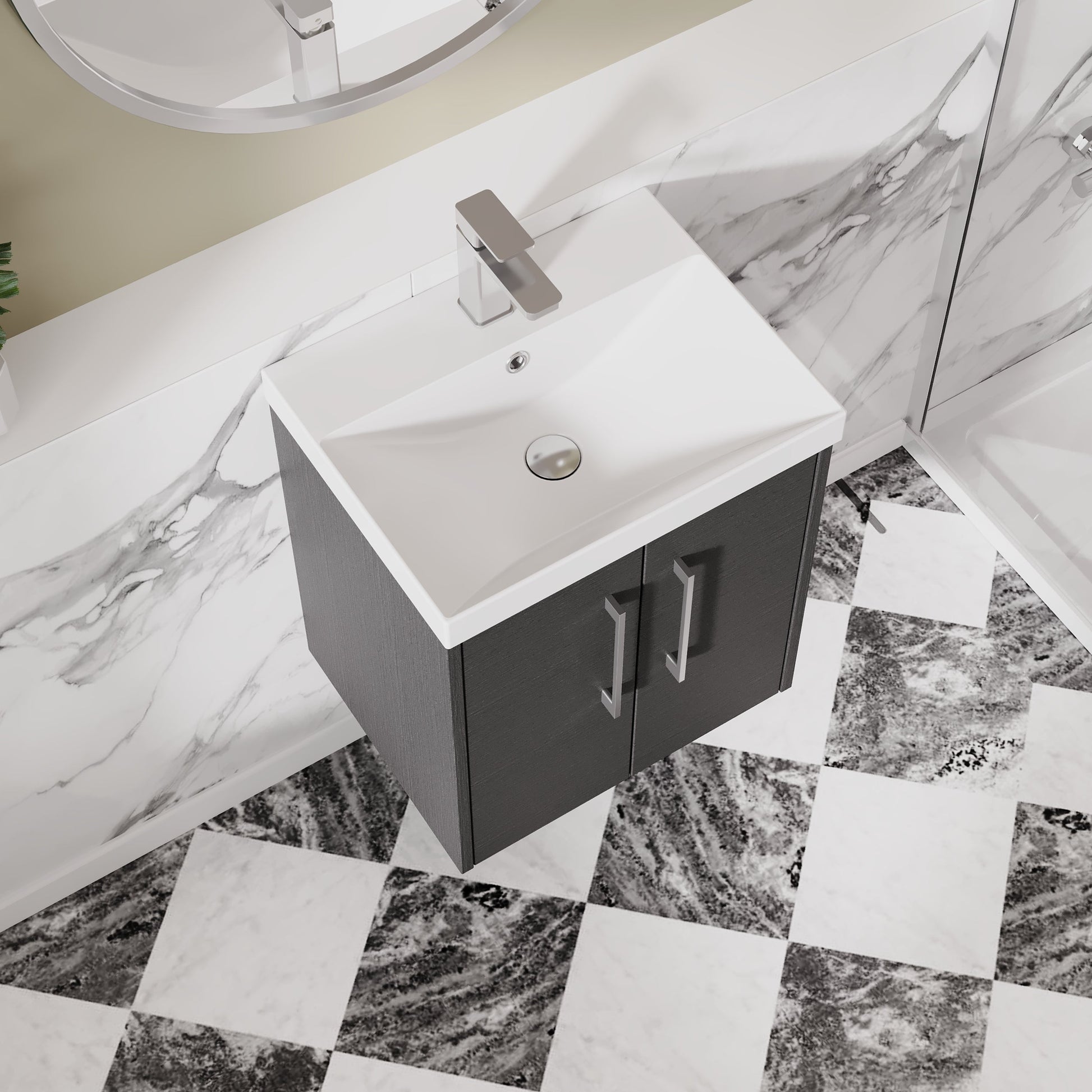Hudson Reed Juno 500mm Wall Hung 2-Door Vanity Unit with 1 Tap Hole Basin