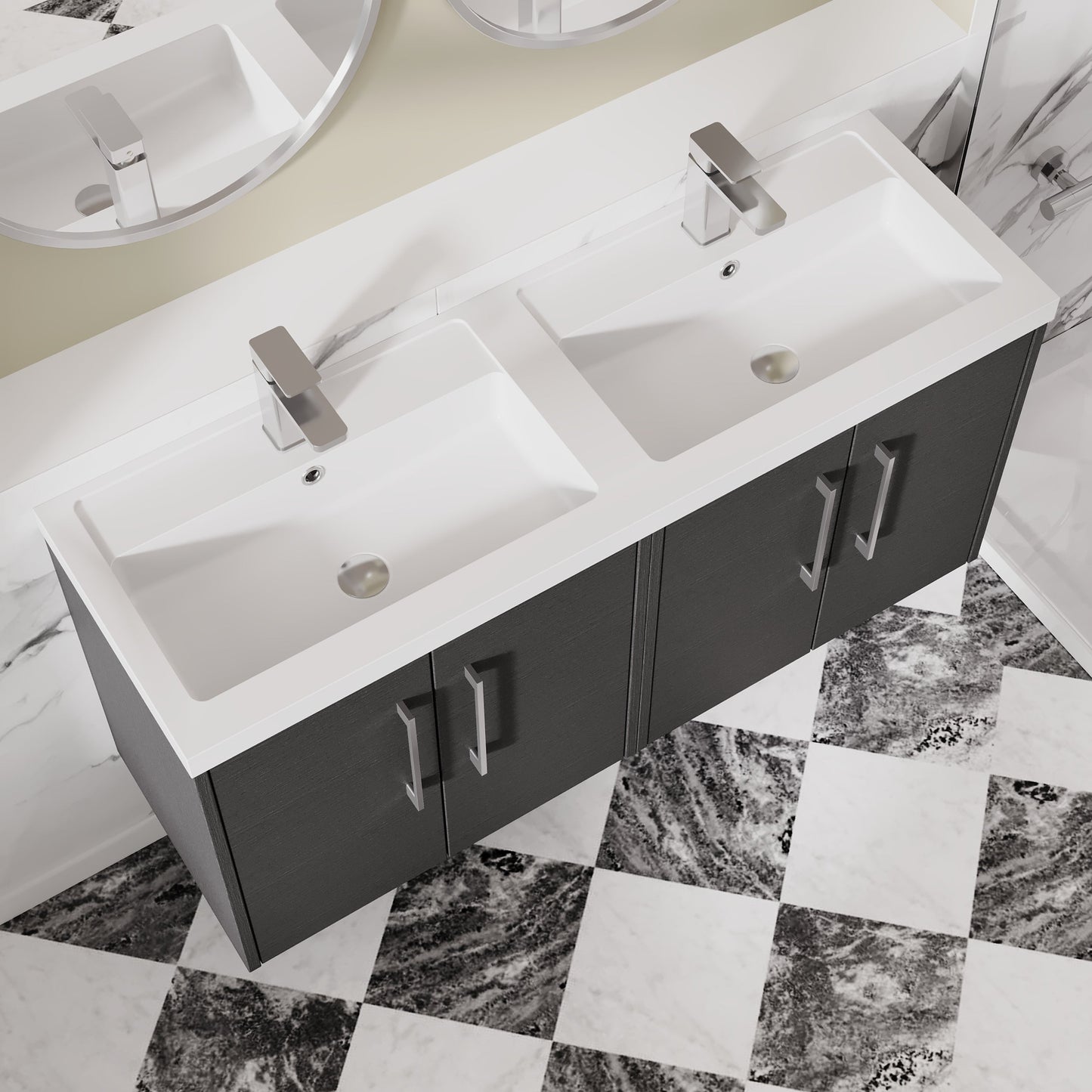 Hudson Reed Juno 1200mm Wall Hung 4-Door Vanity Unit with Double Basin