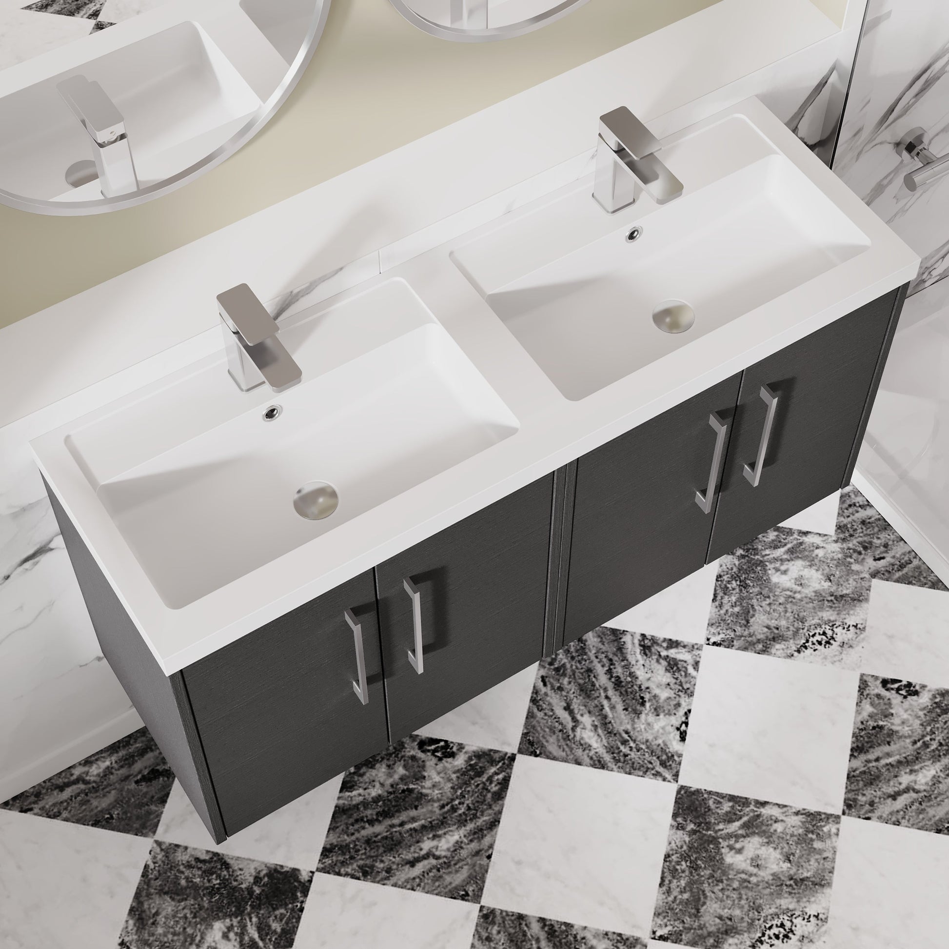 Hudson Reed Juno 1200mm Wall Hung 4-Door Vanity Unit with Double Basin