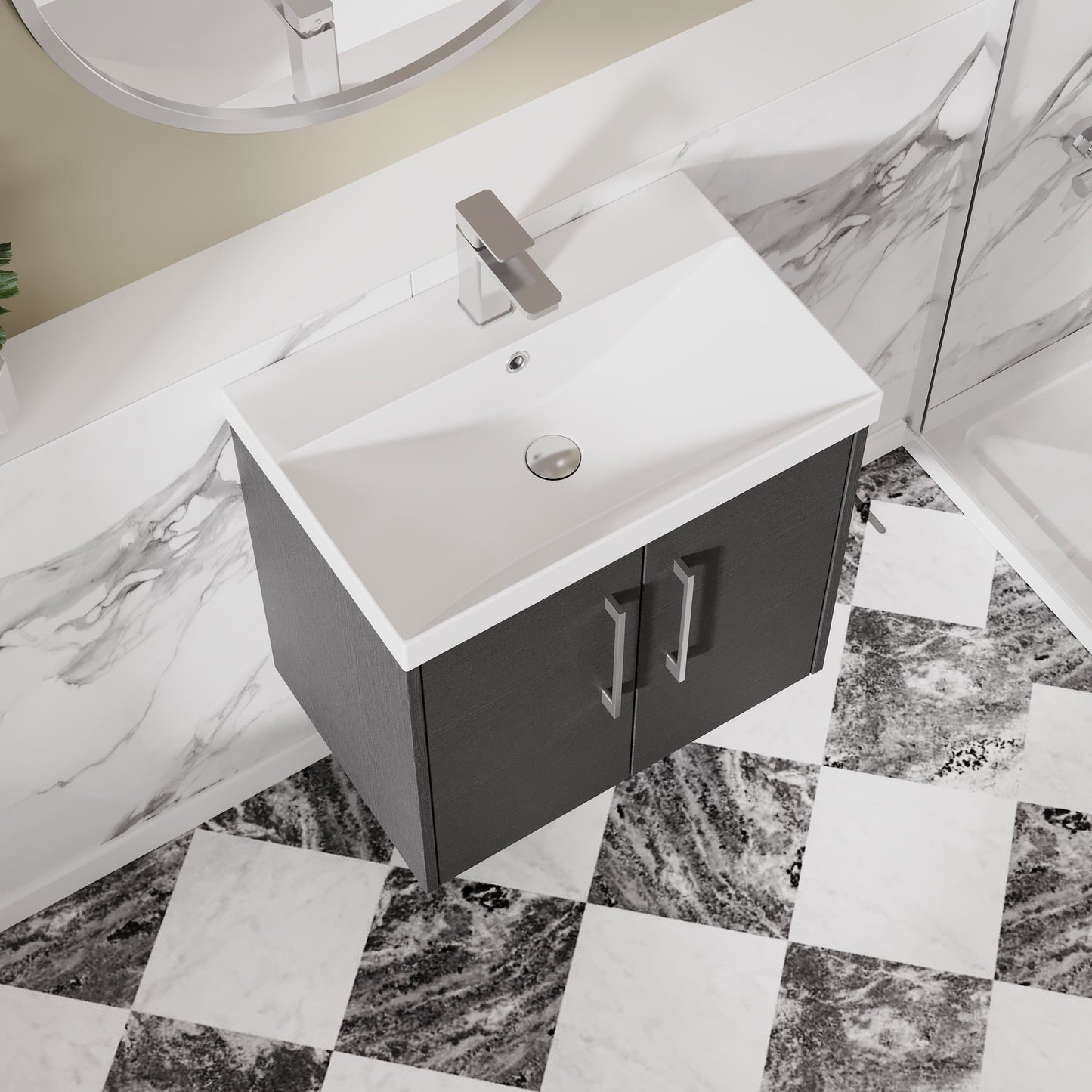 Hudson Reed Juno 600mm Wall Hung 2 Door Vanity Unit with 1 Tap Hole Basin